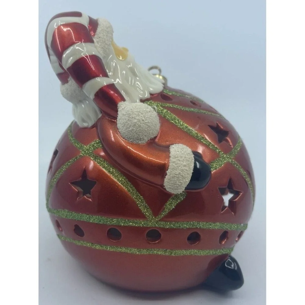 Santa Red Big Belly LED Light Up Ball Ornament Large 4.5